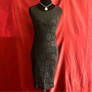 Black stretch lace dress